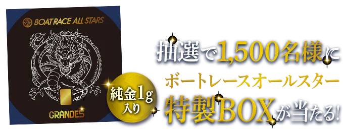 抽選で1500名様に純金1g入りボートレースオールスター特製BOXが当たる！